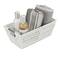 Simplify Small White Shelf Storage Rattan Tote Basket
